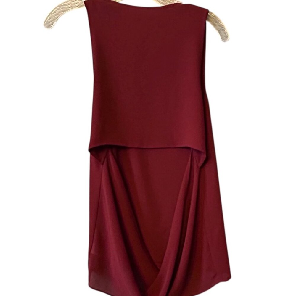 Naked Zebra Burgundy Sleeveless Draped Blouse Tunic Open Back Size M - Picture 3 of 8